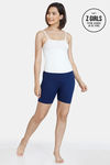 Zivame Girls Knit Cotton Shorts - Blue Depth — thumbnail 1